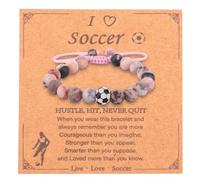 Mikovivi Bracciale con Palla da Calcio, Braccialetto a Forma di Pallone Calcio con Perline Corredato un Biglietto Motivazionale Gioiello a Tema Sportivo Perfetto Come Regalo per Una Festa Donna