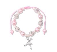 Mikovivi Bracciale da Ballo Donna, Scintillante Rosa Bianco Perla Braccialetto con Ciondolo Gioiello da Ballerina Regalo per Spettacoli e Gare di Danza Classica per Ballerini Amanti Squadre e Amici