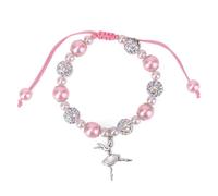 Mikovivi Bracciale da Ballo per Donna Ragazza, Rosa Bianco Scintillante Perla Ciondolo Ballerina Dell'Amicizia Regolabile Gioielli Regali per Saggi di Danza Ballerine Amanti Squadre e Amiche