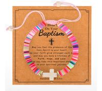 Mikovivi Braccialetti con Croce per Ragazze, Caro Signore Benedici Questa Bambina Colorato Braccialetto Cristiano di Gesù per Adolescenti Figlia Sorella Nipote Natale Compleanno Cattolico Regalo