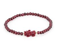 Mikovivi Braccialetti della Ricchezza, Braccialetto della Fortuna con Bestie Mitologiche Cinesi Perline di Granato Naturale Amuleti Elastici Regalo per Donne e Uomini (Rosso)