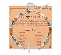 Mikovivi Braccialetto Croce Religioso per Donne Amiche, Regali Cristiani Gioielli Ispiratori per Confermazione Battesimo Pasqua Compleanno