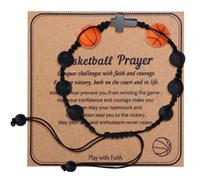 Mikovivi Braccialetto Sportivo con Croce, 17-29cm Braccialetti Intrecciati Regolabili con Messaggio Buono Regalo Gioielli Croce Cristiana per Donna Uomo Natale Compleanno (Pallacanestro)