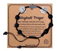 Mikovivi Braccialetto Sportivo con Croce, 17-29cm Braccialetti Intrecciati Regolabili con Messaggio Buono Regalo Gioielli Croce Cristiana per Donna Uomo Natale Compleanno (Pallavolo)