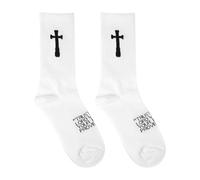 Mikovivi Calzini con Croce e Versetto della Bibbia, Morbidi Comodi Calzini da Preghiera Cristiani in Cotone Bianchi e Neri Calza per Fede Regalo Religioso per Uomini Donne Papà Marito Nonno