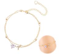 Mikovivi Cavigliere Donna, Regolabile Lettera Cuore Impermeabile Cavigliere in Oro Gioielli Estivi Donna Ideale Come Regalo per Spiaggia Estiva Catena a Strati con Alfabeto(Lettera T)