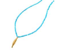 Mikovivi Collana Pesce Boho per Donna, Pietra Naturale Blu Collana con Perline e Ciondolo Pesce Dorato Regolabile Sardina Gioiello Estivo Bohemien per Vacanze al Mare & Uso Quotidiano