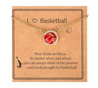 Mikovivi Collana Sportiva da Donna, Delicata Collana con Ciondolo a Forma di Palla Sportiva per Le Donne Tifose Della Squadra (Pallacanestro)