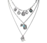 Mikovivi Collana Western Donna, Moda a Triplo Strato Regolabili Western Collana Cowboy per Donne Spostamenti Quotidiani o Feste Musicali Decorazione (Argento)