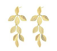 Mikovivi Orecchini a Bottone a Foglia Lunga in Oro, Orecchini in Stile Boho Orecchini Botanici da Donna Orecchini Pendenti a Foglia Fatti a Mano