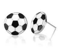 Mikovivi Orecchini a Bottone da Calcio, Eleganti Orecchini a Bottone in Smalto da Calcio Gioielli Tema Sportivo per Donne Uomini Giocatori Regalo per Tifosi