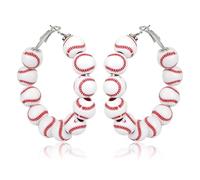 Mikovivi Orecchini Perline Baseball per Donna, Eleganti Orecchini a Cerchio Perline Sports Gioielli con Palla Baseball Accessori per gli Amanti dello Sport Spirito di Squadra