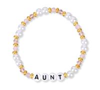 Mikovivi Piccole Parole Braccialetto, Perle Regolabile Braccialetto Perline per Mamma Zia Donne Regalo Gioielli per Festa della Mamma Natale (AUNT)