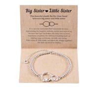 Mikovivi Regali per Sorelle, Argento, Bracciale a 2 Cerchi Intrecciati Bracciale Sorella Maggiore/Sorella Minore, per Donne Gioielli per Compleanno Natale Laurea Amicizia Idee Regalo