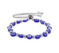 Mikovivi Regolabile Braccialetto Contro il Malocchio per Donna, Blu Braccialetti Portafortuna con Ciondolo Contro il Malocchio Gioiello Portafortuna per Protezione ed Energia Positiva