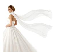Mikovivi Sciarpa da Sposa, Lunga 300 cm in Chiffon Bianco e Poliestere Stile Minimalista con Inserti in Tulle Ideale per Cerimonia Ricevimento Fuga d'Amore e Ritratti Nuziali