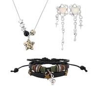 Mikovivi Set di Gioielli Y2K per Donna, Collana Orecchini a Forma di Stella Y2K e Braccialetti Grunge da Fata Gioielli Punk Rock per Donna Amanti della Musica Rock Accessori Grunge Estetici