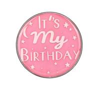 Mikovivi Spilla da donna, con scritta "It's My Birthday", per feste, eventi, feste, accessori, Medium, Zinco, Non pietra preziosa