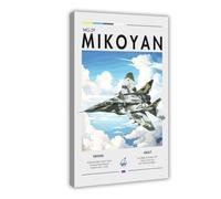 Mikoyan MiG-29 - Stampa artistica da parete su tela, motivo aviazione, decorazione artistica da parete, per soggiorno e camera da letto, 20 x 30 cm