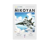 Mikoyan MiG-29 - Stampa artistica su tela, motivo: aviazione, decorazione per camera da letto, ufficio, camera da letto, regalo, 50 x 75 cm