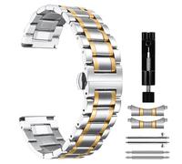 MiKoyi 20 mm Cinturino Compatibile con Garmin Approach S50/Approach S44/Vivoactive 6/Forerunner 165, Metallo Cinturini Ricambio Inossidabile Band per Amazfit Active 2/Active/GTR Mini/GTS 4,Argento Oro