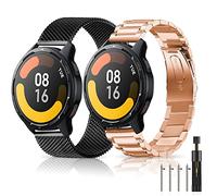 MiKoyi Cinturino Compatibile con Xaiomi Watch S1/ S1 Active/Galaxy Watch 3 45mm, 2 Pezzi Cinturini Ricambio Inossidabile Band per Huawei Watch GT 3 46mm/GT Runner Amazfit GTR 3/GTR 3 Pro, Nero+Rosa