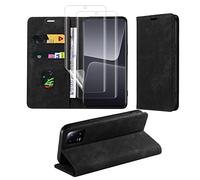 MiKoyi Cover Compatibile con Xiaomi 13 Pro 5G [1+2Pezzi] Pellicola Protettiva Flip Caso Custodia Anti Graffio Anti-Impronte [Blocco RFID] Slot per Schede per Xiaomi 13 Pro 5G Nero