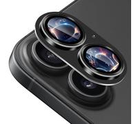 MiKoyi Pellicola Fotocamera per iPhone 16 / iPhone 16 Plus, Protezione Obiettivo della Vetro Temperato Protezione Fotocamera HD Telaio Alluminio Durezza 9H per iPhone 16 / iPhone 16 Plus, Nero