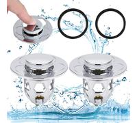Mikqky 2 Pezzi Filtro Tappo Lavandino Bagno Valvola Piletta, Tappi Per Lavandino Bagno Click Clack, Tappo Scarico Vasca Universale Con Filtro, Tappo Bidet Universale Pop Up, 34-40mm (Argento)