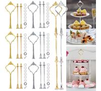 Mikqky 6 Set Supporto per Vassoi Torte, Accessori Cake Stand, 3 Piani Alzata per Torta Supporto, Per Torta Set Alzata per Dolci a 2 o 3 Livelli, Per Matrimoni e Feste Di Compleanno(Oro, Argento)