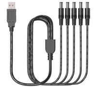 MIKRUI Cavo splitter parallelo da USB a 5,5 x 2,1 mm, 18 AWG | Per alimentare cinque dispositivi DC da una singola porta USB, mini router, piccoli ventilatori da scrivania