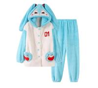 Miku Pigiama Miku Cosplay Pigiama Unisex Inverno Manica Lunga Addensato Pigiama Pantaloni Leggero Peluche Sleepwear Regalo Caldo Anime Abbigliamento Festa di Natale