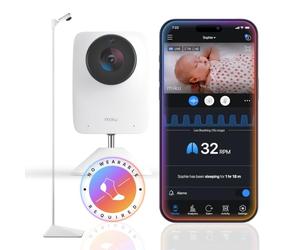Miku Pro Upgrade - Videocamera baby monitor con supporto a parete e supporto da pavimento, respirazione in tempo reale e monitoraggio del sonno, senza contatto con avvisi istantanei, maggiore