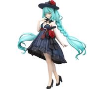 Miku Statua Miku Action Figure Anime, modello di scultura Miku, abito nero con rose rosse in posizione standing in PVC, da collezione per i fan 19 cm