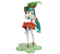 Miku - Statuetta a forma di fata con ombrello a foglia, in posizione eretta, 22,5 cm, per decorazione e regalo