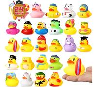 Mikulala 24 Pezzi Paperelle di Gomma per Bagno, Giocattoli Colorati per Bambini, Decorazioni Baby Shower, Riempimento Sacchetti Feste di Compleanno, Premi Scolastici