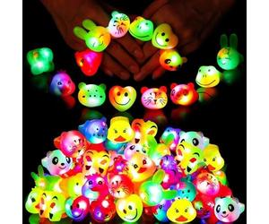 Mikulala Anelli Luminosi LED Confezione da 36 Pezzi per Bambini Laurea Riempitivi per Borsa da Festa per Ragazzi/e Articoli per Feste Simpatici Animali Riempitivi per Scatole Tesori/Premi in Classe
