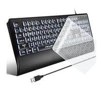 MIKUSO Tastiere retroilluminate per computer, con grande tasto USB, tastiera cablata a grandezza naturale che si illumina con LED bianco, compatibile con Windows Desktop, laptop, PC