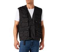 Mil-Tec, Gilet da Caccia e pesca, con 14 tasche e funzione di rete, da esterni Nero XL
