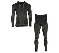 Mil-Tec Intimo Tecnico da Uomo (Lungo, S/M) • Set Biancheria Intima Termica Traspirante e Calda, Colore Nero
