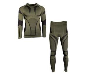 Mil-Tec Intimo Tecnico Performance da Uomo (Lungo, XXL/3XL) • Set di Biancheria Intima Termica Traspirante e Calda, Biancheria Intima Sportiva Elastica o da Sci, Colore Verde Oliva