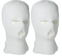 Mil-Tec - Passamontagna Balaclava, in Acrilico, con 3 Fori, Uomo, Bianco (Confezione da 2)
