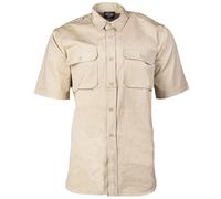 Mil-Tec Tropenhemd Manica Corta Khaki Beige Ripstop Cotone Safari Kentkragen