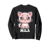 Mila Cute Kitty Cat Design per Ragazze Nome Mila Felpa
