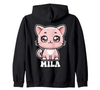 Mila Cute Kitty Cat Design per Ragazze Nome Mila Felpa con Cappuccio