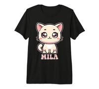 Mila Cute Kitty Cat Design per Ragazze Nome Mila Maglietta Premium