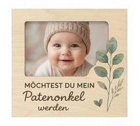 Milaboo Cornice in legno per l'annuncio della gravidanza - Cornice portafoto in legno naturale con incisione - Cornice per foto ad ultrasuoni (Patenonkel)