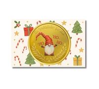 Milaboo Moneta gnomo (4 cm) per bambini e adulti - Val gnomo in rilievo di alta qualità in effetto oro con cartolina - ideale per San Nicola (moneta nicola)