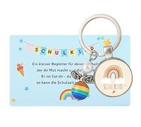 Milaboo® Regalo per l'inizio della scuola, portachiavi con angelo custode per Schukind 2025, portafortuna per il sacchetto della scuola, regalo speciale con biglietto (arcobaleno)