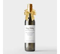 MilaBoo® Set di 2 etichette per vino con fiocco, diverse occasioni, eleganti etichette per bottiglie con decorazione a fiocco, autoadesive e impermeabili (Birthday - oro)